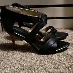 BCBG black heeled sandals, 8.5 womens